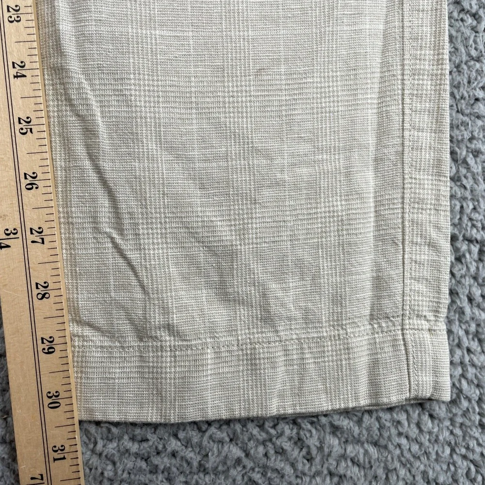 J.Crew Pants Mens 35x32 Beige Glen Plaid Straight Fit Linen Cotton Trousers
